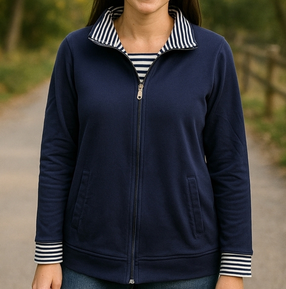 Emily Daniels Tops - Emily Daniels Deep Blue Zip-Up Sweatshirt‎ 1X